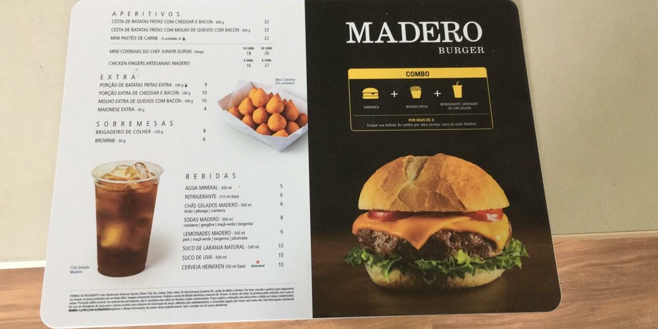 Cardápio com impressão UV
