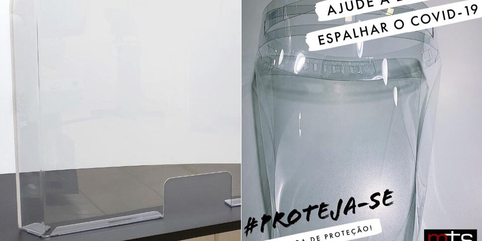 Máscaras e barreiras de acrílico para o pós-quarentena