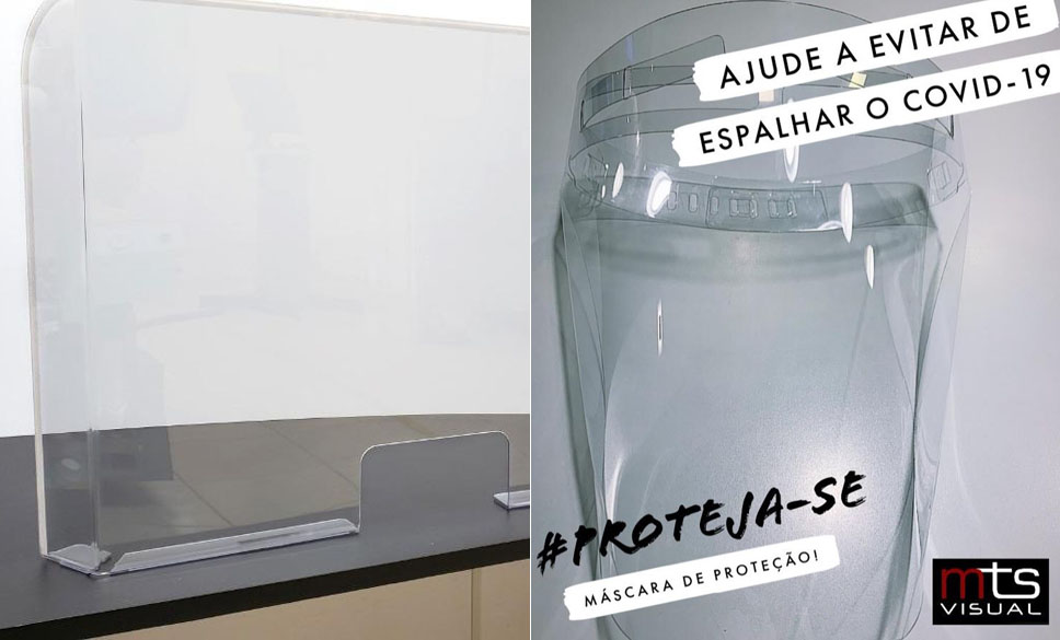 Máscaras e barreiras de acrílico para o pós-quarentena