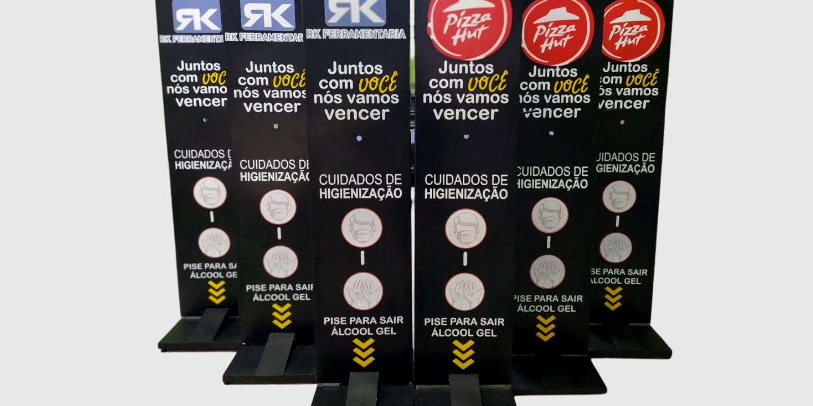 totem de álcool gel para prevenção a Covid-19