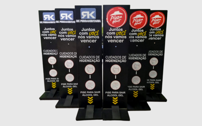 totem de álcool gel para prevenção a Covid-19